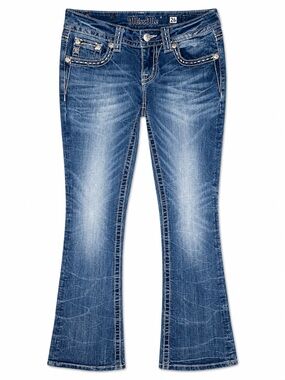 Miss Me Women's Mid-Rise Flare Jeans in Faded Blue